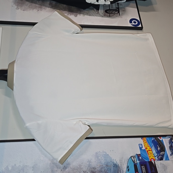 White and Tan Men's Fashion Polo Shirt - Picture 7 of 9